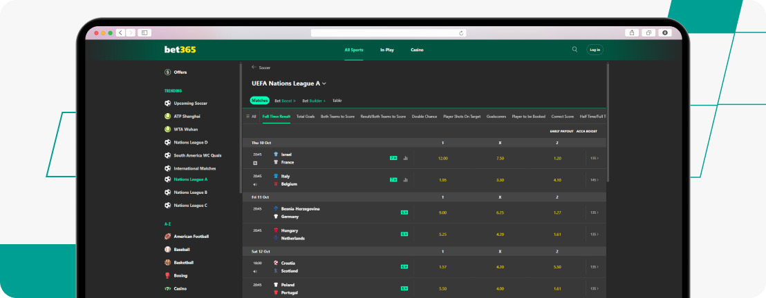 uefa nations league odds on bet365 website