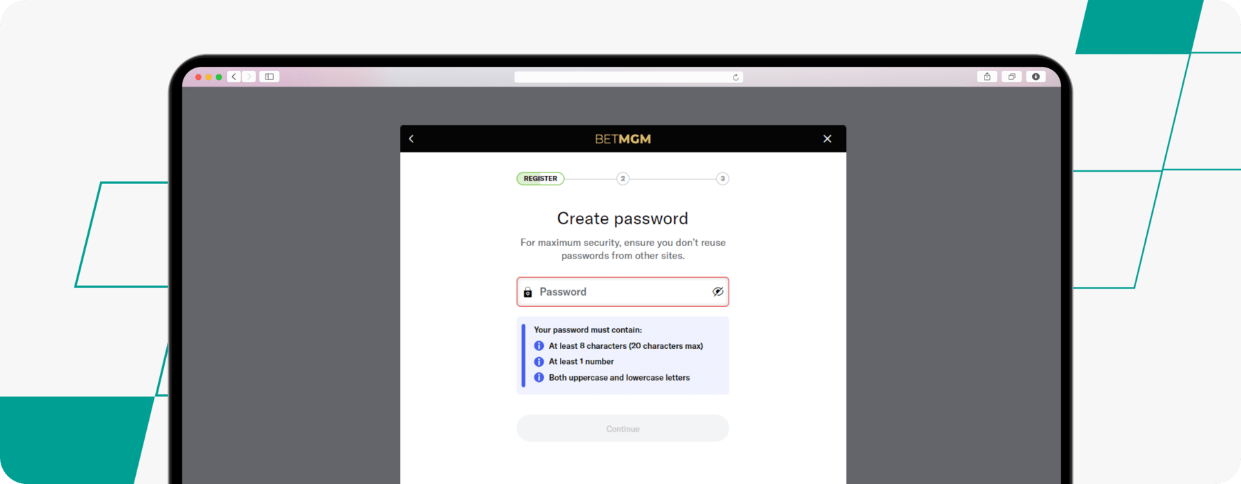 Screenshot of BetMGM Registration Process Part 3 desktop